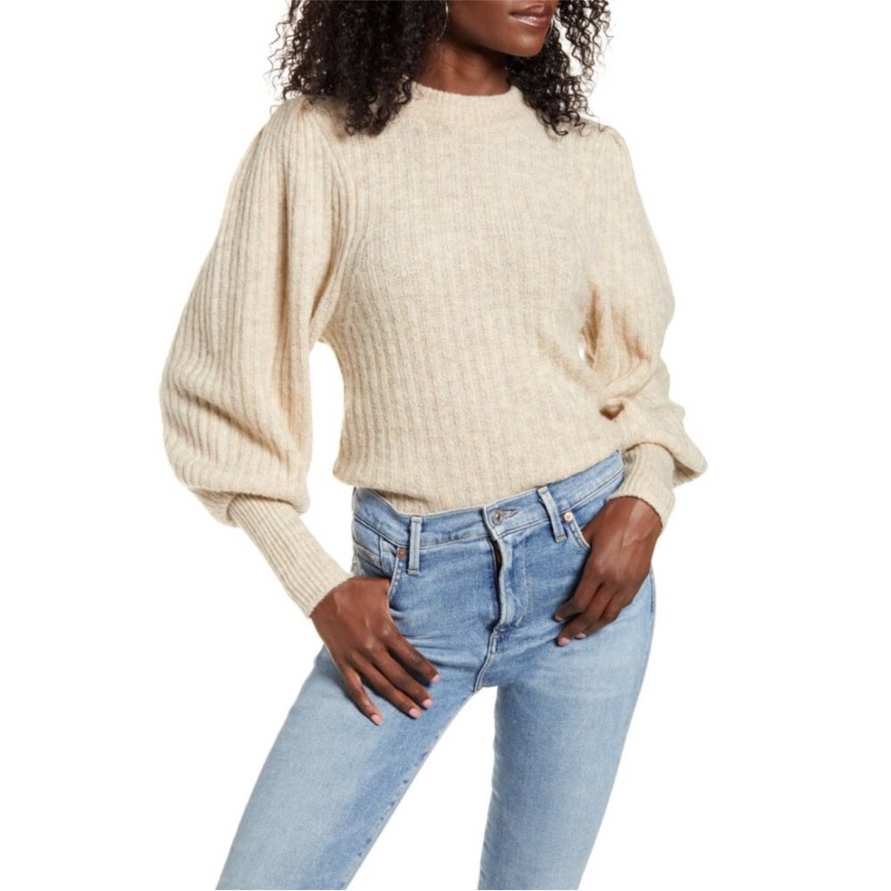 BRAND NEW Leith Puff Sleeve Soft Beige Sweater